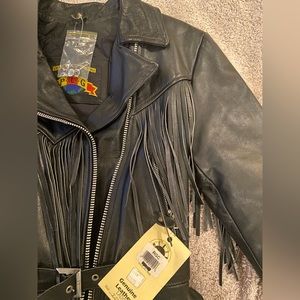 PLG Women's Double Rider Jacket XS Black Leather Tassel